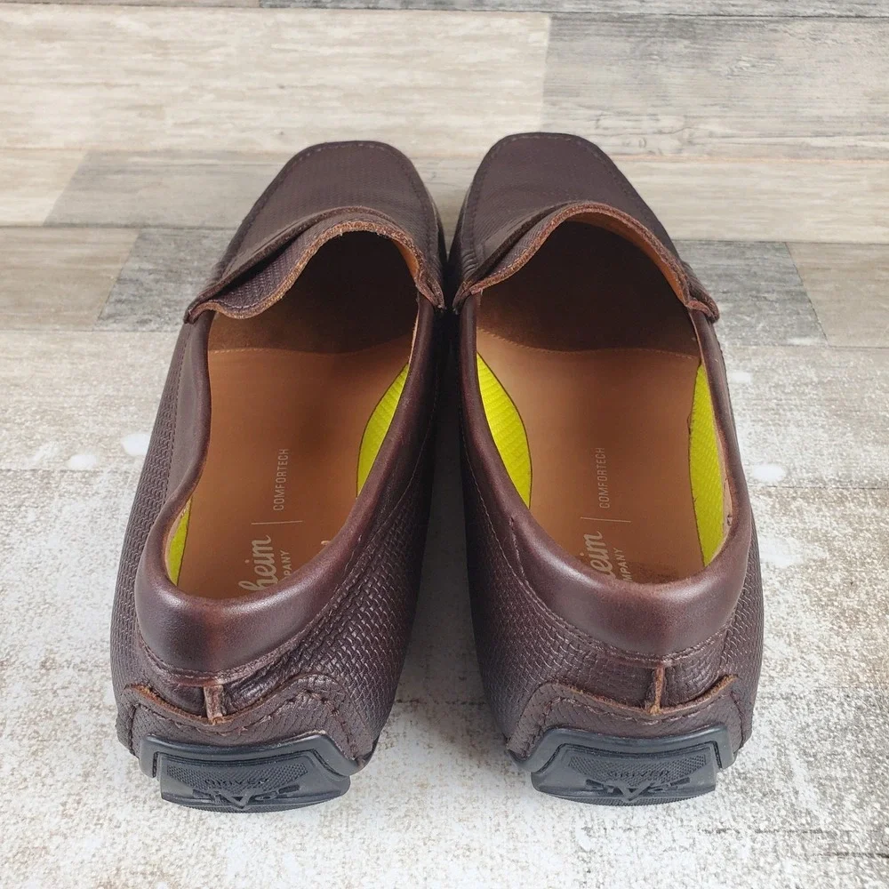 Florsheim Motor Mens‎ Penny Loafers Sz 12 W Brown Leather Slip On Round Toe